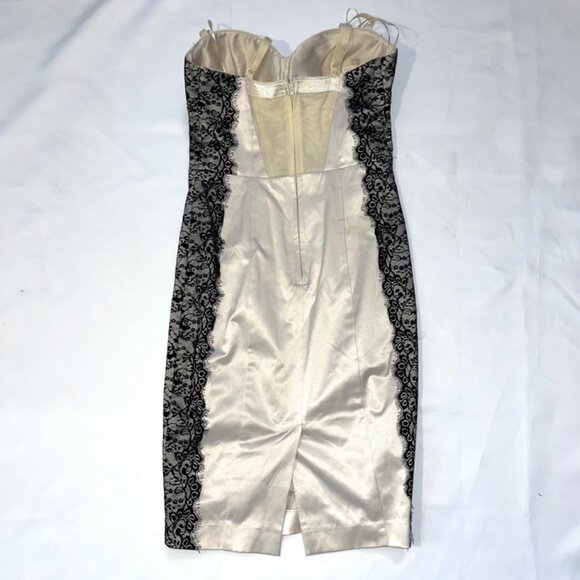 Guess White Satin and Black Lace Elegant Dress Size 6 - Picture 3 of 5